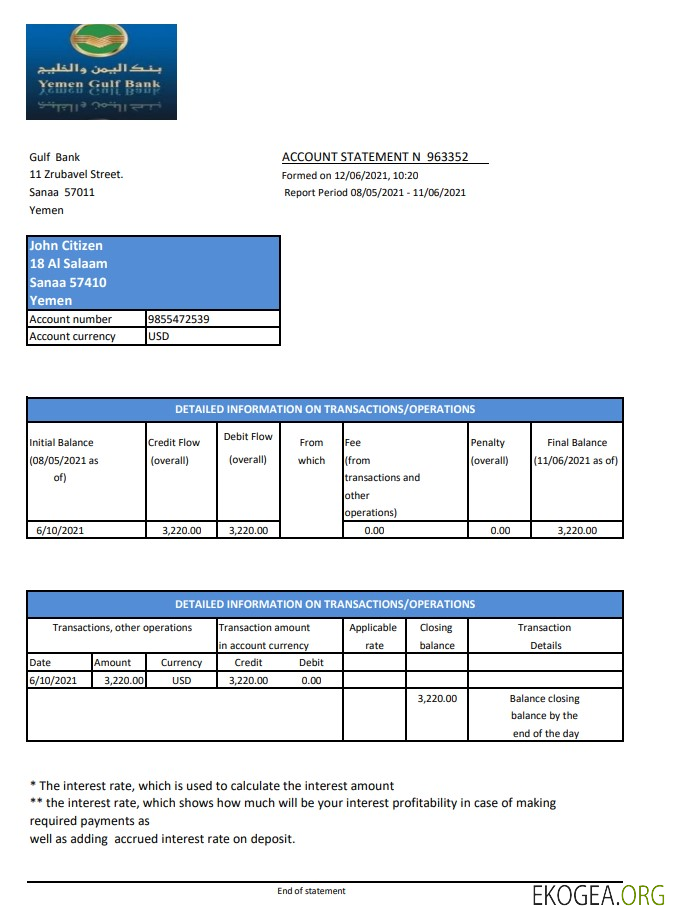 Banque du Golfe du Yémen excel pdf